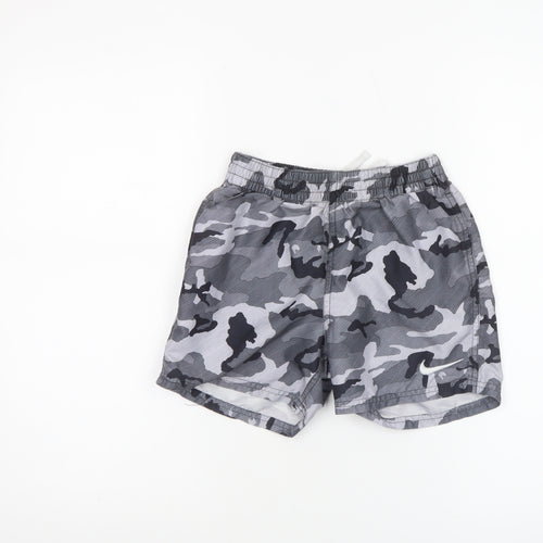 Nike Boys Grey Camo Swim Shorts M 10-12 Years Quick Dry Lined