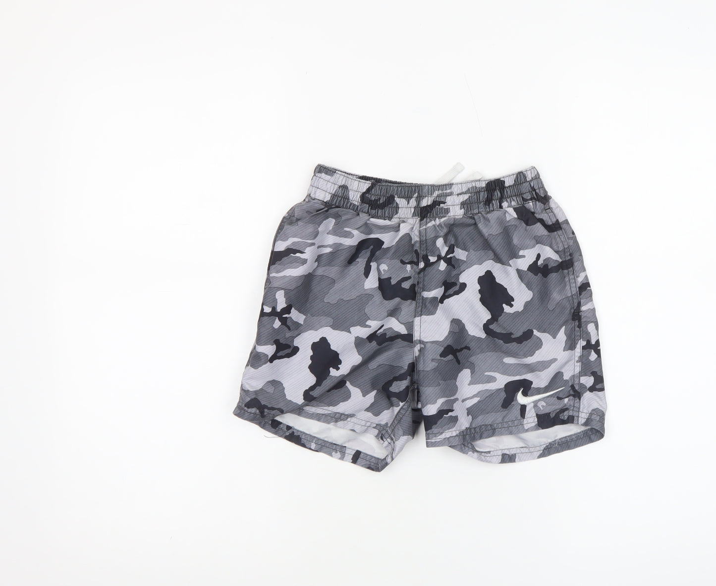 Nike Boys Grey Camo Swim Shorts M 10-12 Years Quick Dry Lined