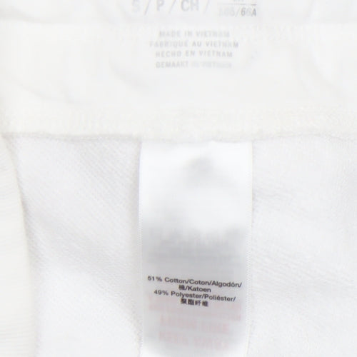 DKNY Women’s White Jogger Trousers Small Cotton Blend Logo Sport