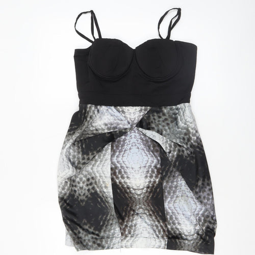 Lipsy Women’s Black Animal Print Bodycon Dress Size 12