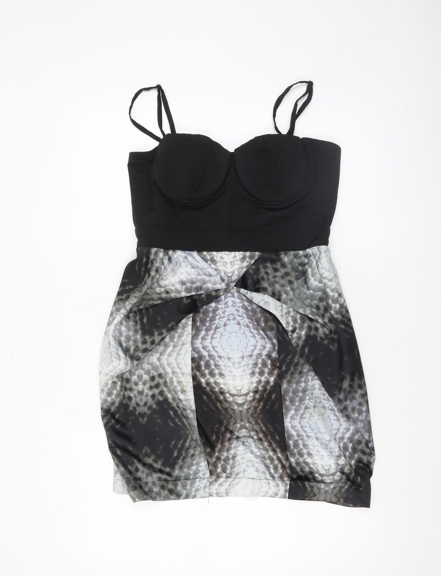 Lipsy Women’s Black Animal Print Bodycon Dress Size 12