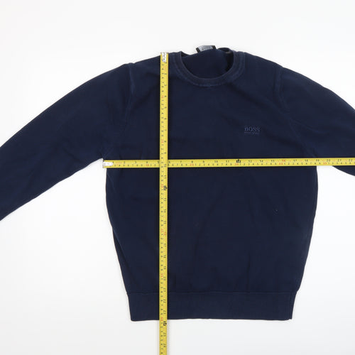 Hugo Boss Men’s Blue Cotton Crew Neck Pullover Jumper Size M