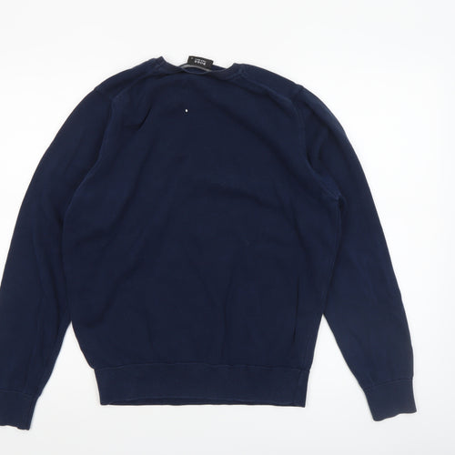 Hugo Boss Men’s Blue Cotton Crew Neck Pullover Jumper Size M