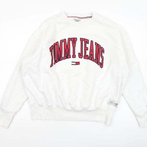 Tommy Jeans Women's White XL Crew Neck Pullover Sweatshirt