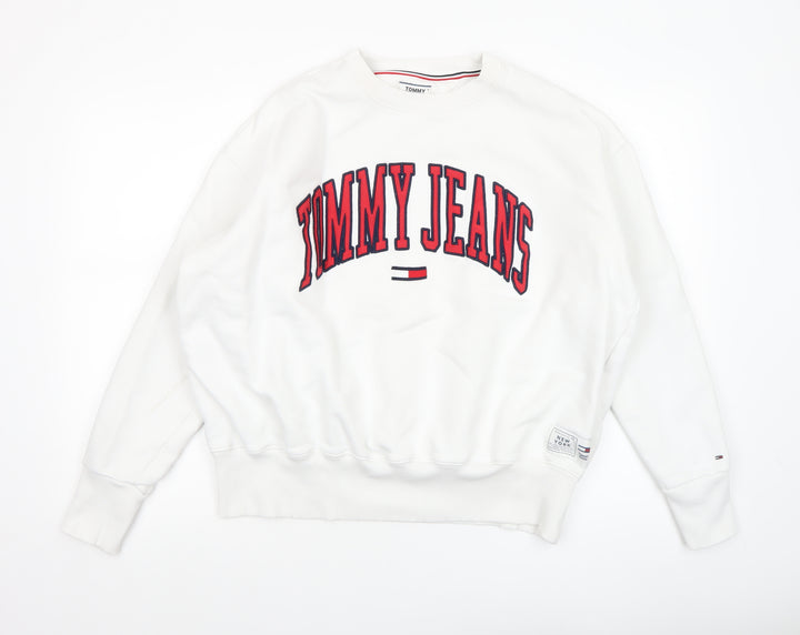 Tommy Jeans Women's White XL Crew Neck Pullover Sweatshirt