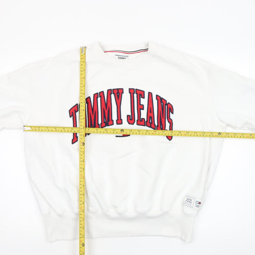 Tommy Jeans Women's White XL Crew Neck Pullover Sweatshirt