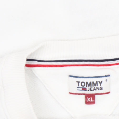 Tommy Jeans Women's White XL Crew Neck Pullover Sweatshirt