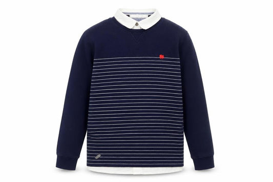 Jasper Conran Boys Navy Striped Cotton Pullover Jumper Age 11-12