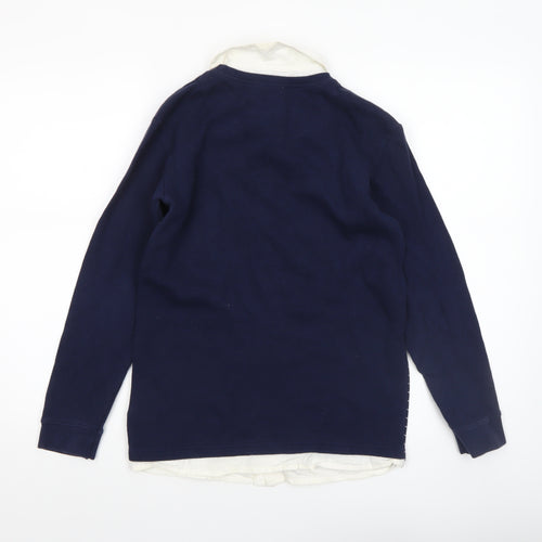 Jasper Conran Boys Navy Striped Cotton Pullover Jumper Age 11-12