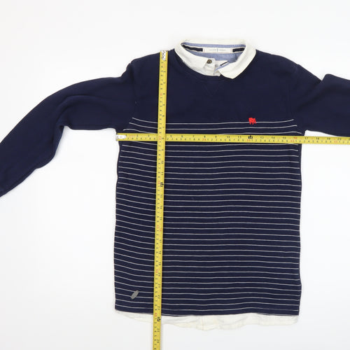 Jasper Conran Boys Navy Striped Cotton Pullover Jumper Age 11-12