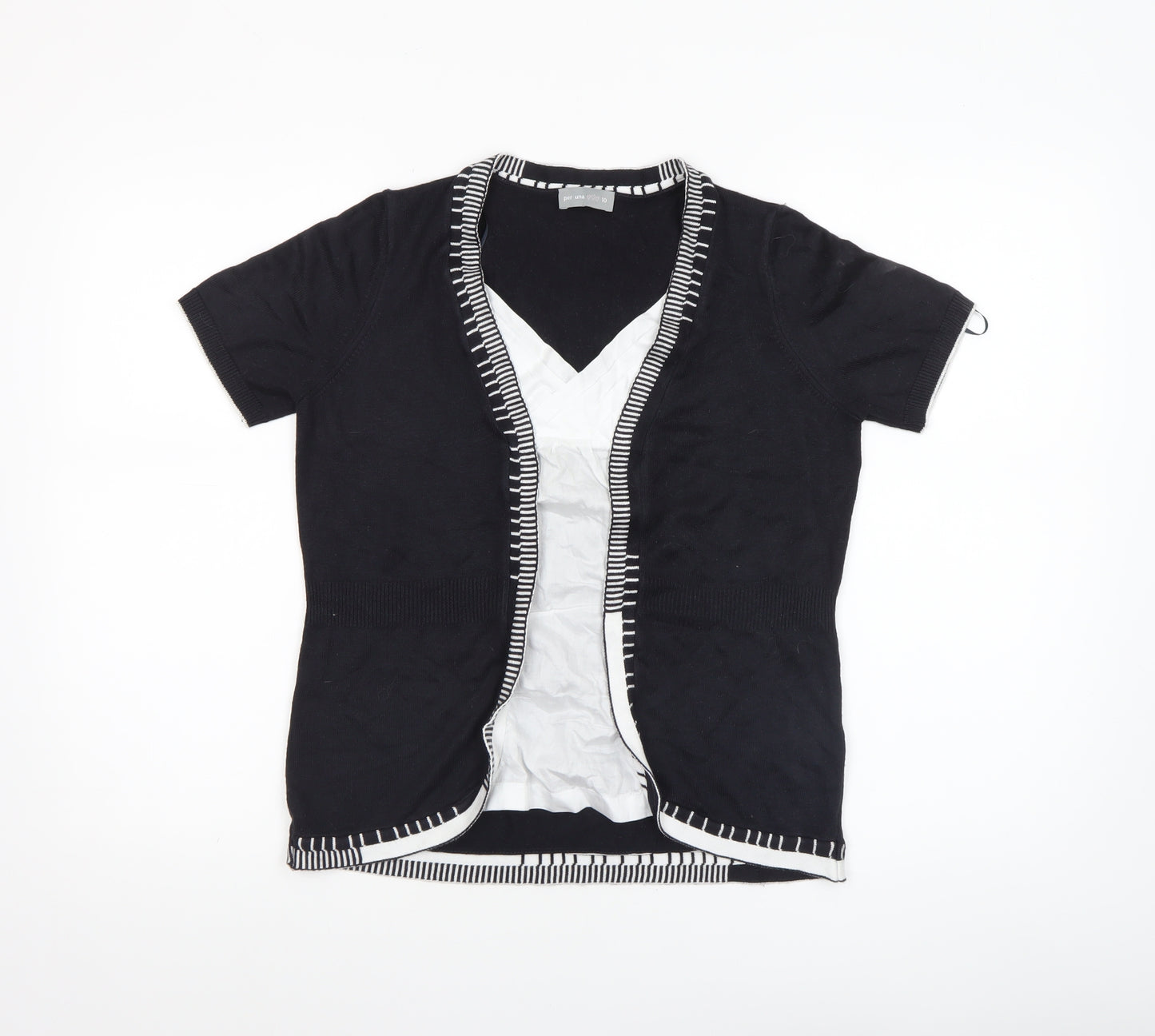 Marks and Spencer Per Una Women’s Black Knit Short Sleeve V-Neck Blouse Size 10