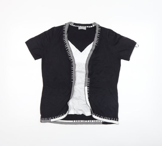 Marks and Spencer Per Una Women’s Black Knit Short Sleeve V-Neck Blouse Size 10