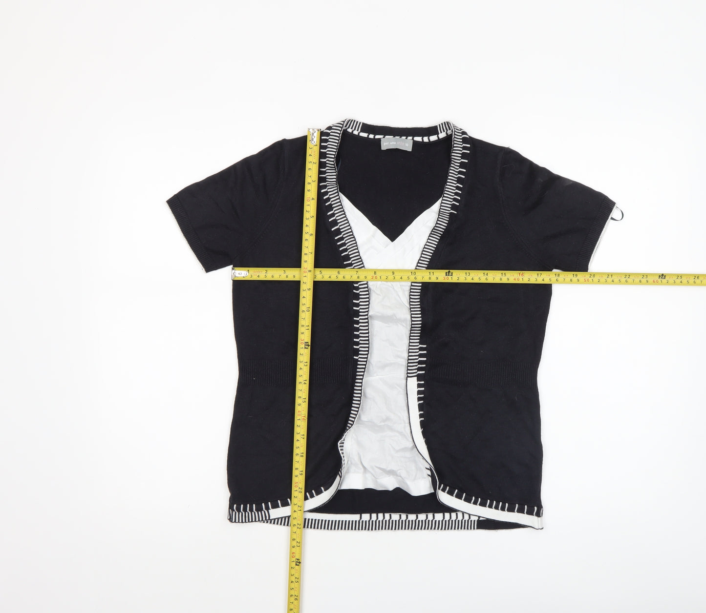 Marks and Spencer Per Una Women’s Black Knit Short Sleeve V-Neck Blouse Size 10