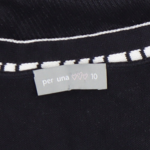 Marks and Spencer Per Una Women’s Black Knit Short Sleeve V-Neck Blouse Size 10