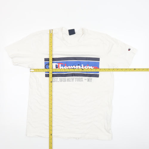 Champion Men’s White Medium Graphic Logo Cotton T-Shirt