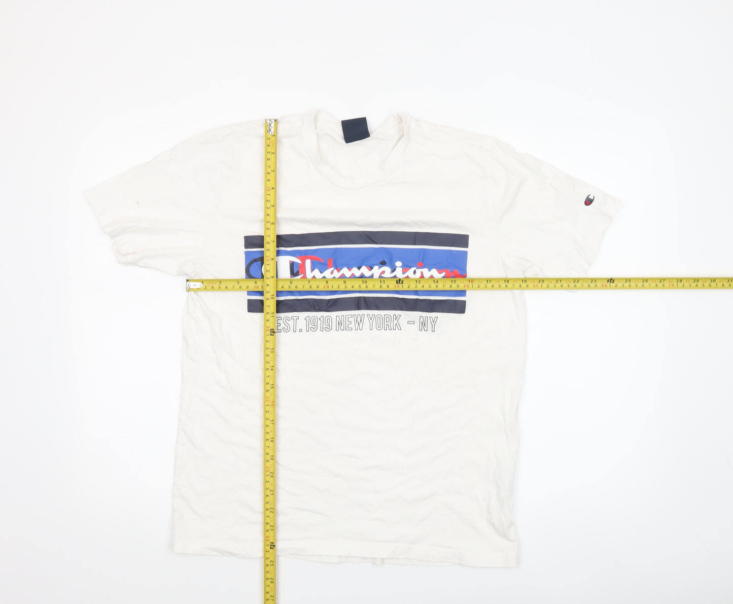Champion Men’s White Medium Graphic Logo Cotton T-Shirt