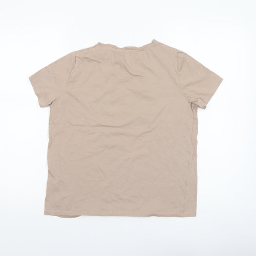 New Look Women’s Beige Butterfly Graphic Cotton T-Shirt Size 10