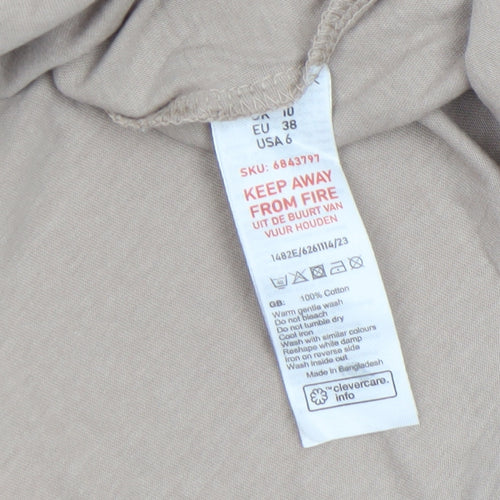 New Look Women’s Beige Butterfly Graphic Cotton T-Shirt Size 10