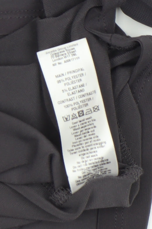 Wallis Women Black Sequin Trim Shift Dress Size 12 Long Sleeve Party