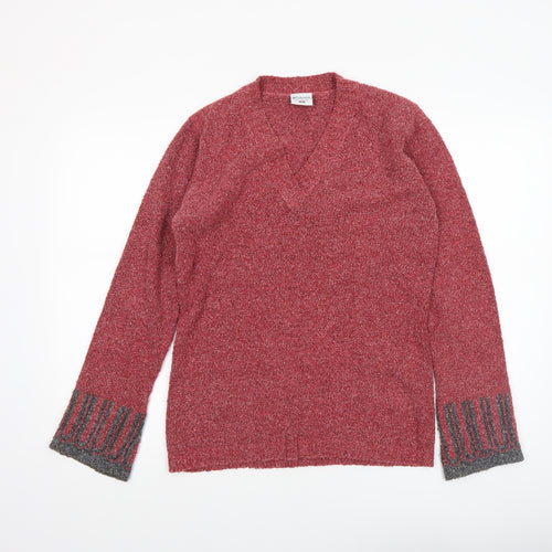 Columbia Womens Red V-Neck Knit Pullover Jumper Size M