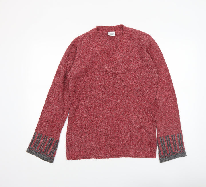 Columbia Womens Red V-Neck Knit Pullover Jumper Size M