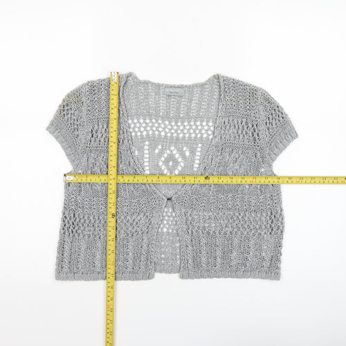 Marks and Spencer Women Grey Open Knit Short Sleeve Cardigan Size 16