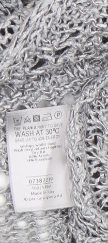 Marks and Spencer Women Grey Open Knit Short Sleeve Cardigan Size 16
