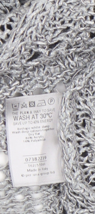 Marks and Spencer Women Grey Open Knit Short Sleeve Cardigan Size 16