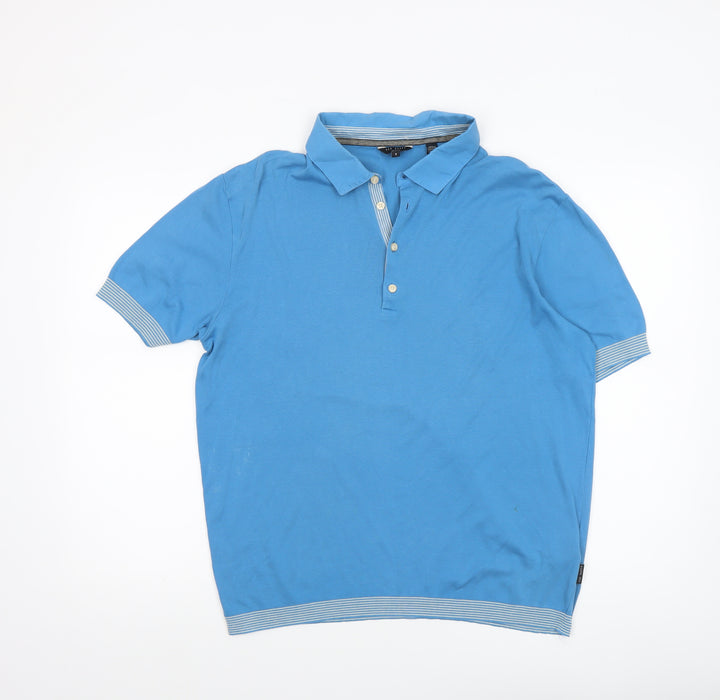 Ted Baker Men’s Blue Cotton Polo Shirt Size L Regular Fit