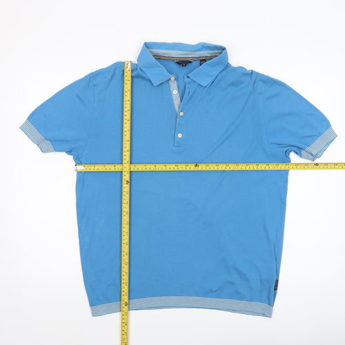 Ted Baker Men’s Blue Cotton Polo Shirt Size L Regular Fit