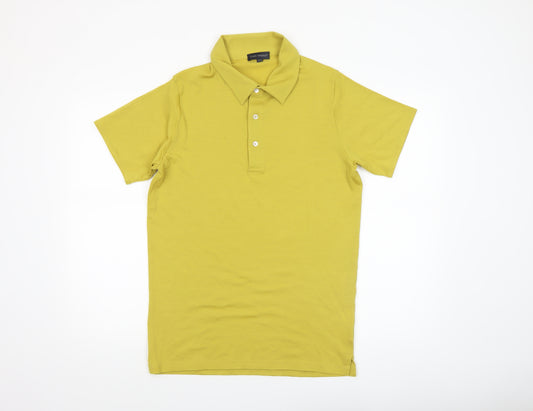 John Smedley Men's Yellow Merino Wool Polo Shirt Size M Classic Fit