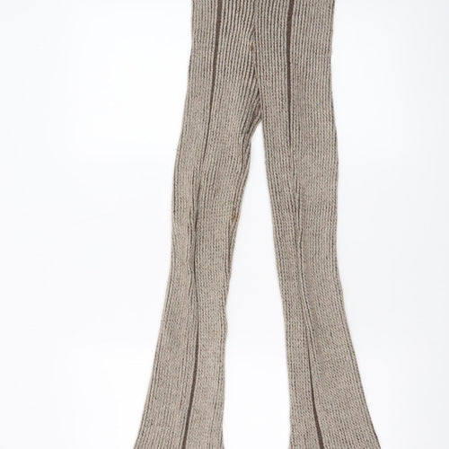 Missy Empire Women Beige XS Flared Knit Stretch Trousers