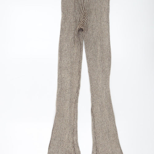 Missy Empire Women Beige XS Flared Knit Stretch Trousers