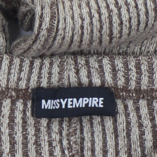 Missy Empire Women Beige XS Flared Knit Stretch Trousers