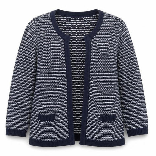 Tulchan Womens Blue Striped V-Neck Cotton Cardigan Size M