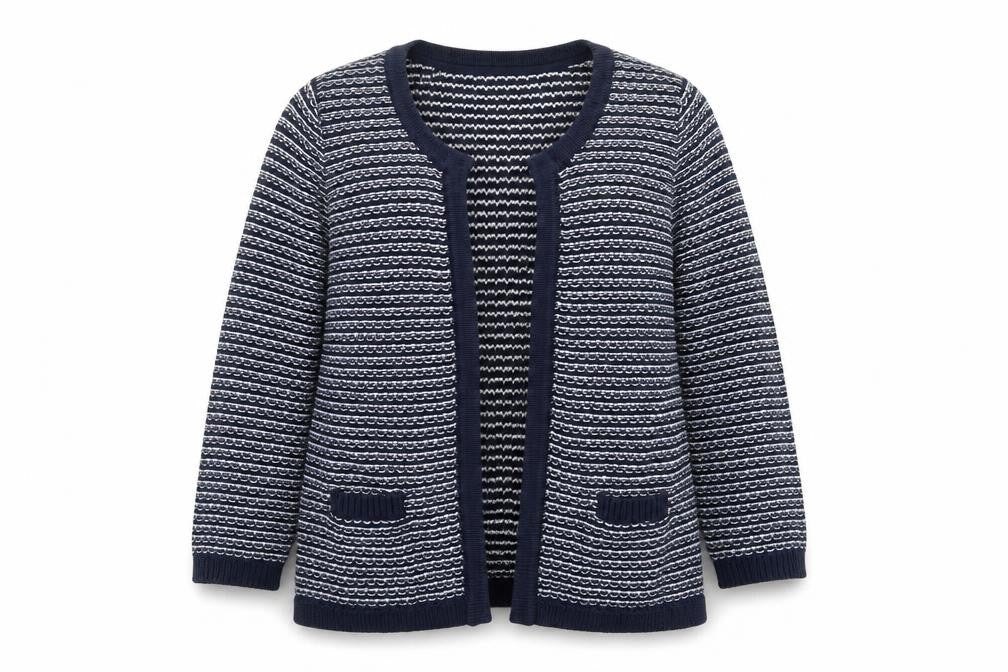 Tulchan Womens Blue Striped V-Neck Cotton Cardigan Size M