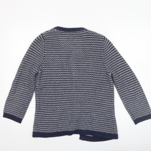 Tulchan Womens Blue Striped V-Neck Cotton Cardigan Size M