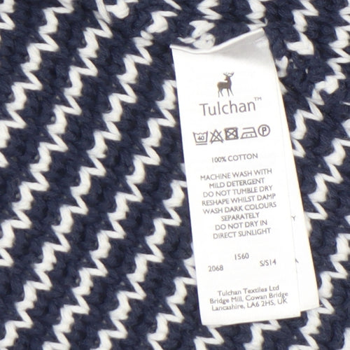 Tulchan Womens Blue Striped V-Neck Cotton Cardigan Size M
