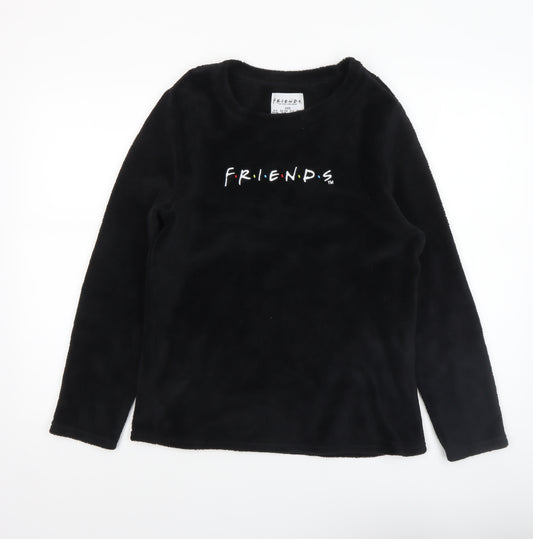 Friends Womens Black Fleece Long Sleeve Pyjama Top 2XS