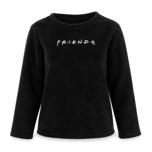 Friends Womens Black Fleece Long Sleeve Pyjama Top 2XS