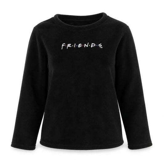 Friends Womens Black Fleece Long Sleeve Pyjama Top 2XS