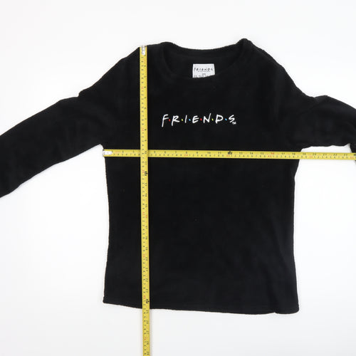 Friends Womens Black Fleece Long Sleeve Pyjama Top 2XS
