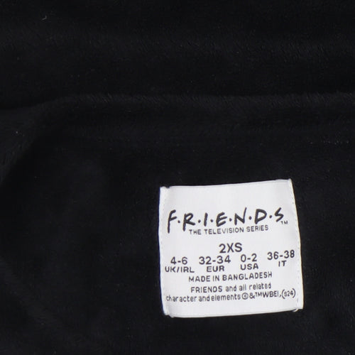 Friends Womens Black Fleece Long Sleeve Pyjama Top 2XS