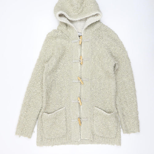 Cotton Traders Women’s Beige Hooded Knit Cardigan 10/12