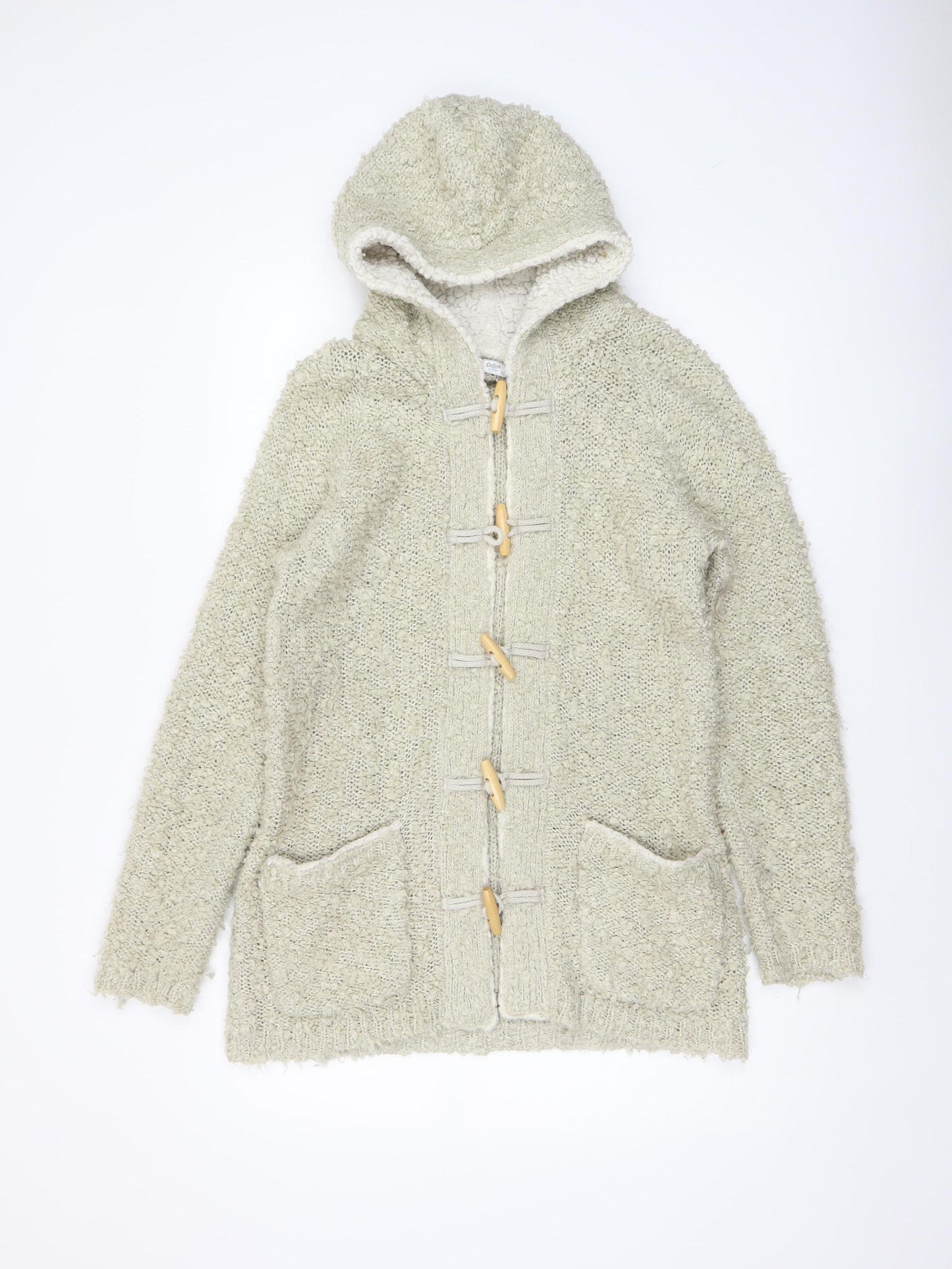Cotton Traders Women’s Beige Hooded Knit Cardigan 10/12