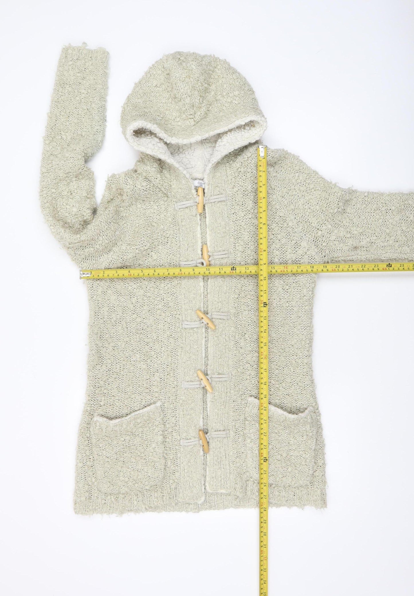 Cotton Traders Women’s Beige Hooded Knit Cardigan 10/12