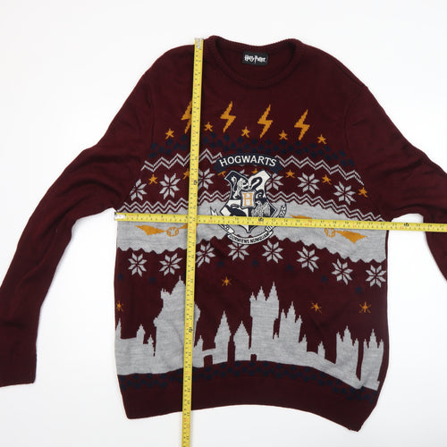 George Men’s Red Harry Potter Hogwarts Fair Isle Knit Jumper Large