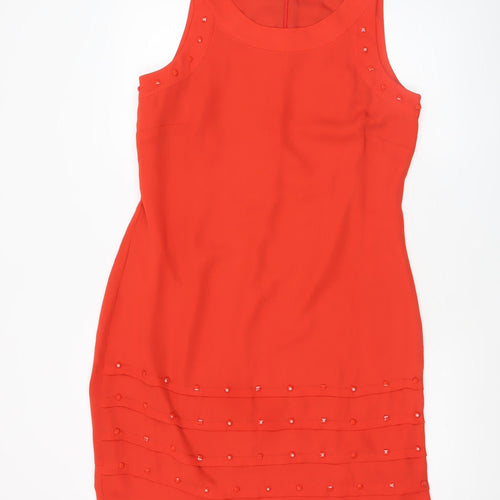 Gallery Women Red Sleeveless Sheath Knee Length Dress UK 14