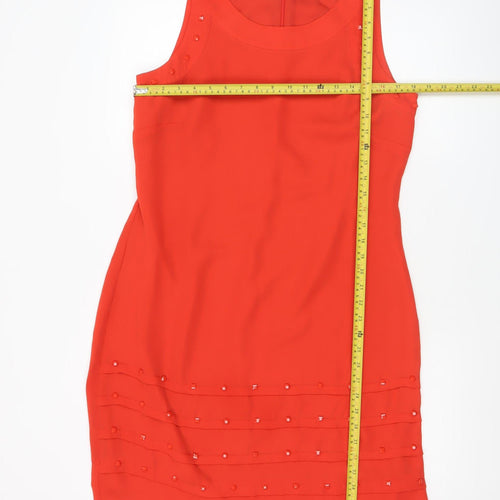 Gallery Women Red Sleeveless Sheath Knee Length Dress UK 14
