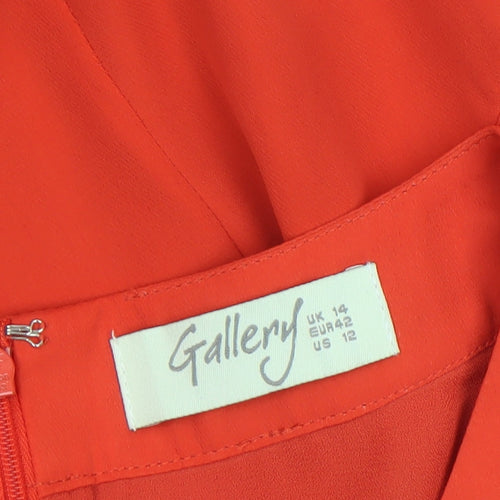 Gallery Women Red Sleeveless Sheath Knee Length Dress UK 14